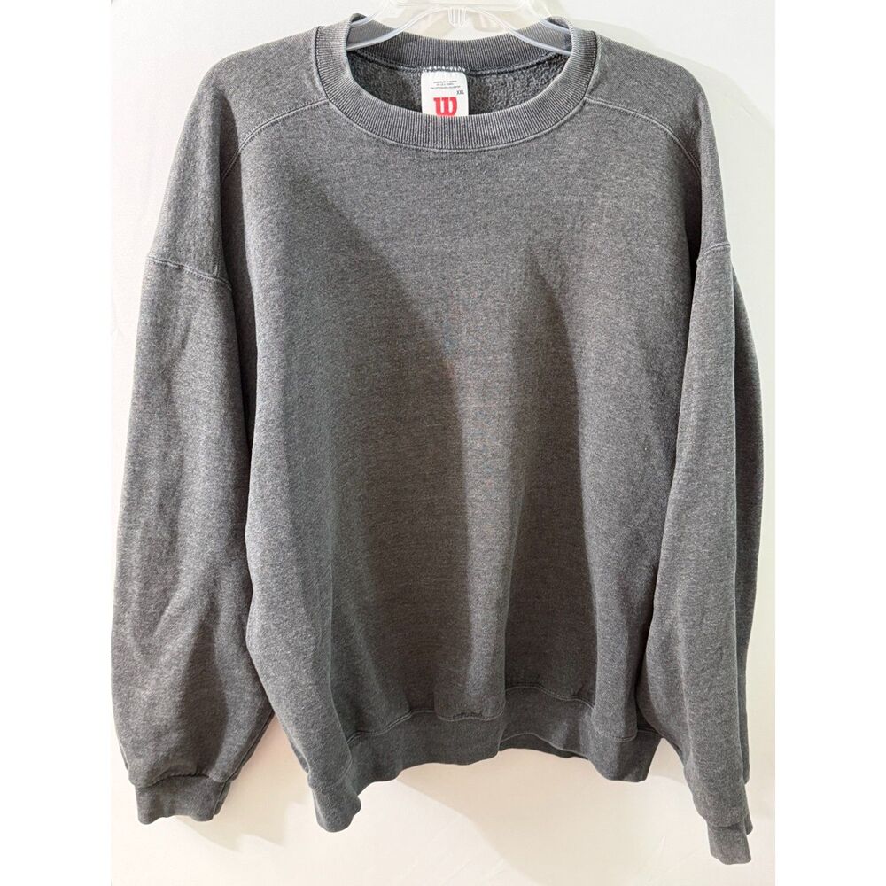 Vintage 90s Wilson XXL Charcoal Gray Crewneck Sweatshirt Oversized 50/50